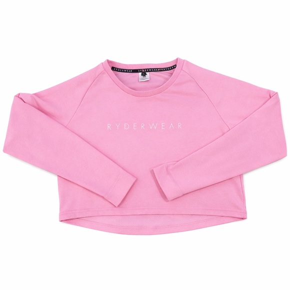 Ryderwear Tops - Ryderwear Pink Cropped Long Sleeve Workout Top Size XL